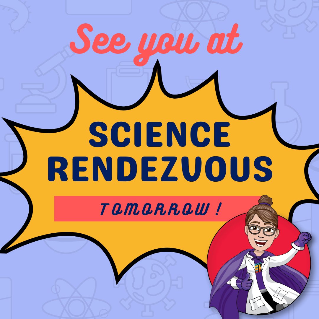 Our awesome #sciencerendezvous event starts TOMORROW at 2pm! Bring your family, your friends, and your reusable water bottles. Get ready for a full day of fun, with countless engaging activities and stage shows! Plus...ITS FREE!

Keep an eye out for our science hero, Dr. Maddox.