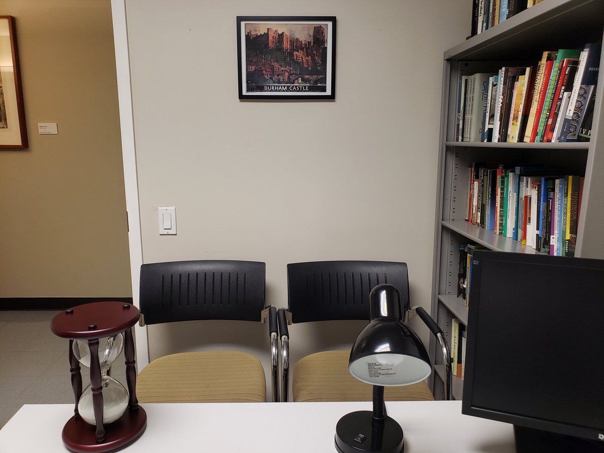 bg__white's tweet photo. It's the last day of term and what am I doing? I have no classes to teach, no papers to grade (yet). 

I'm in my office talking with students. 

All term students have laughed and cried at these chairs. It's a privilege to sit with them. Christian colleges are about community. https://t.co/rwaJRErb4i