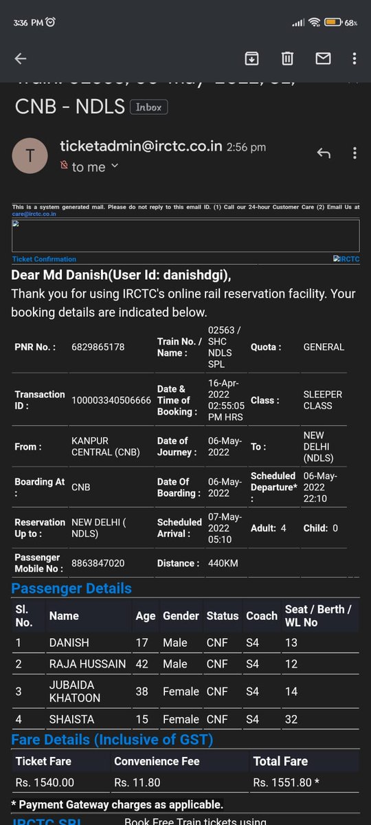 kingreyaz's tweet photo. @IRCTCofficial @RailMinIndia train is running late more than 6 hrs late 02563. No option to cancel ticket online. Need help to cancel. https://t.co/IJRjCsJf2u