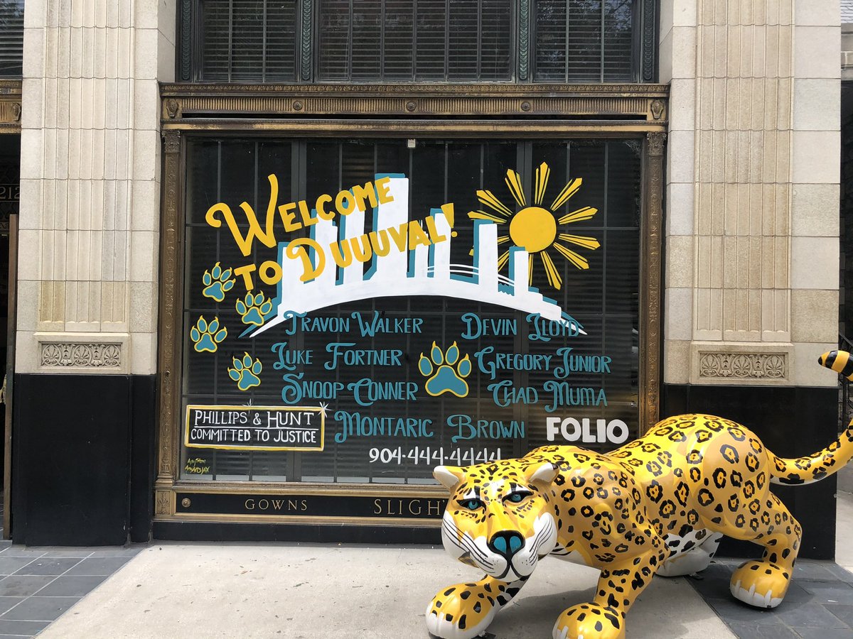 JohnPhillips's tweet photo. Welcome to DUUUVAL to the newest members of the Jacksonville @Jaguars: @44Ytw @DevinLloyd_ @chad_muma @objunior27 @IAMSNOOPP @lukefortner79 @lockdown_2121. 

#jaguars #duuuval #ilovejax #welovejax #jaxmurals #jaxsports #folioweekly #findyourfolio #dtjax #themuralmapjax #duval https://t.co/3sUlRnBEF9