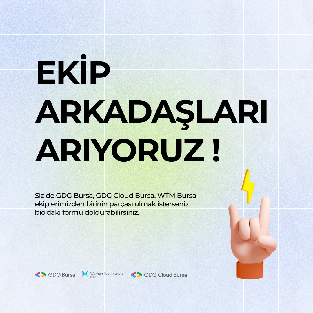 Herkese selamlaarr🤩
Yepyeni, muhteşem işler başaracağımız ekip arkadaşları arıyoruzz🚀
Siz de bu ekibin bir parçası olmak isterseniz formu doldurabilirsinizz🌟
Form : forms.gle/2sQw5J6PukyHgv…
.
.
.
#google #googledevelopers #gdgbursa #gdgcloudbursa #wtmbursa #software #developer