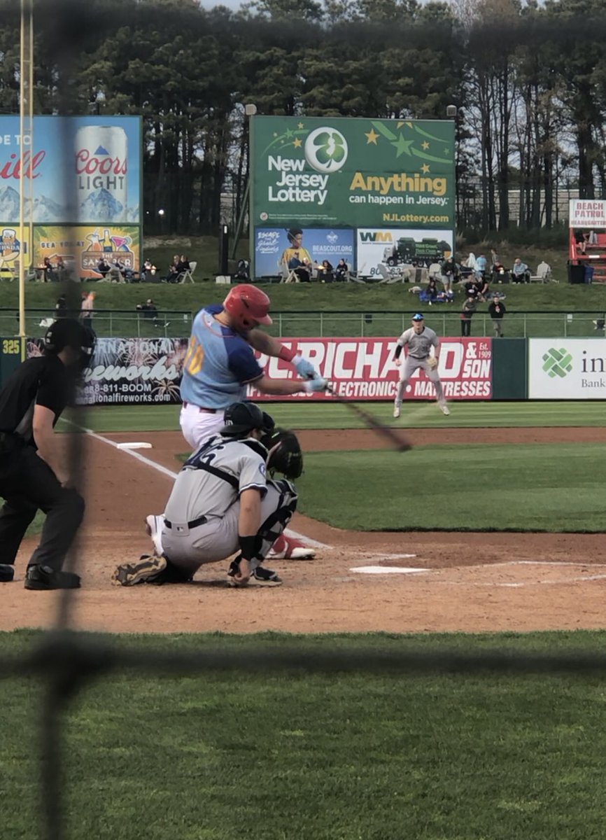 JoeLitterio's tweet photo. Great time catching up with a former player of mine @nickymoo33 and watching him still driving balls into the gap! @blueclaws https://t.co/xRv9Jwdssa