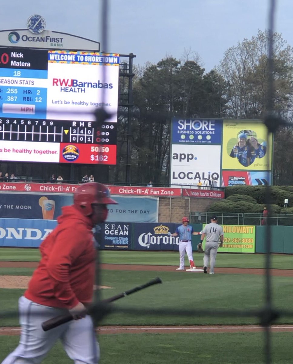 JoeLitterio's tweet photo. Great time catching up with a former player of mine @nickymoo33 and watching him still driving balls into the gap! @blueclaws https://t.co/xRv9Jwdssa