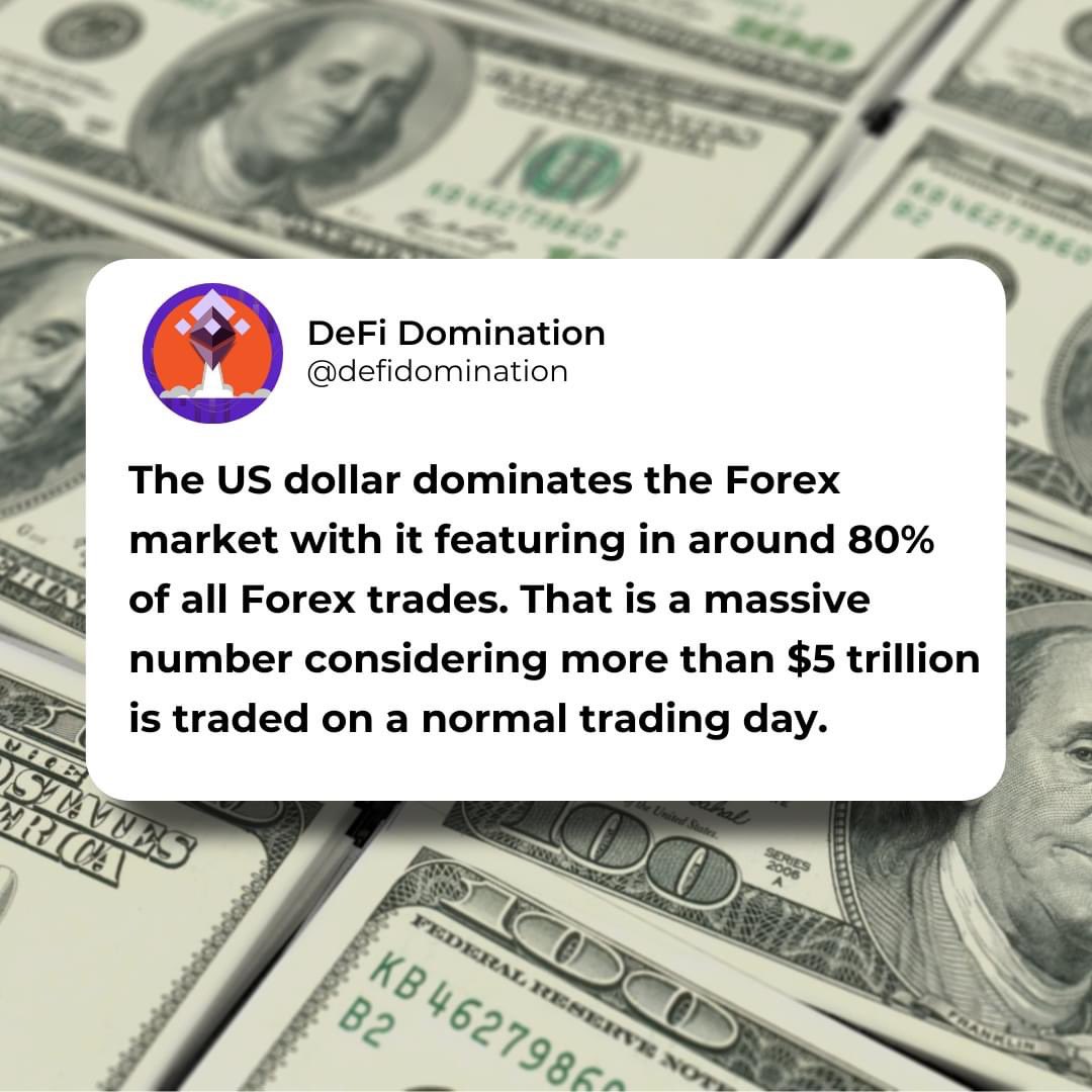 Today's #FunFactFriday is also a #Forex fact! Did you know that the $USD dominates the Forex market?

This means $4 trillion US Dollar is traded DAILY!