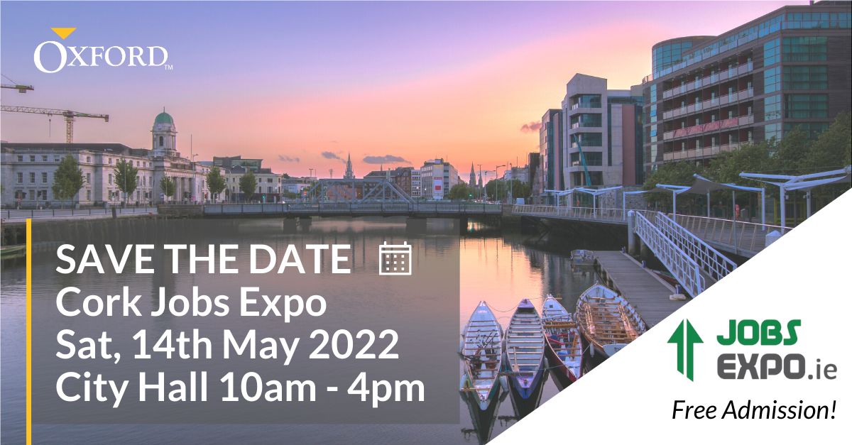 Save the Date! Next Saturday our team will be attending the Cork Jobs Expo. This is a great opportunity to meet us and learn more about becoming an Account Manager or Recruiter with Oxford. Attendance is free and you can register in advance here: eventbrite.ie/e/jobs-expo-co…