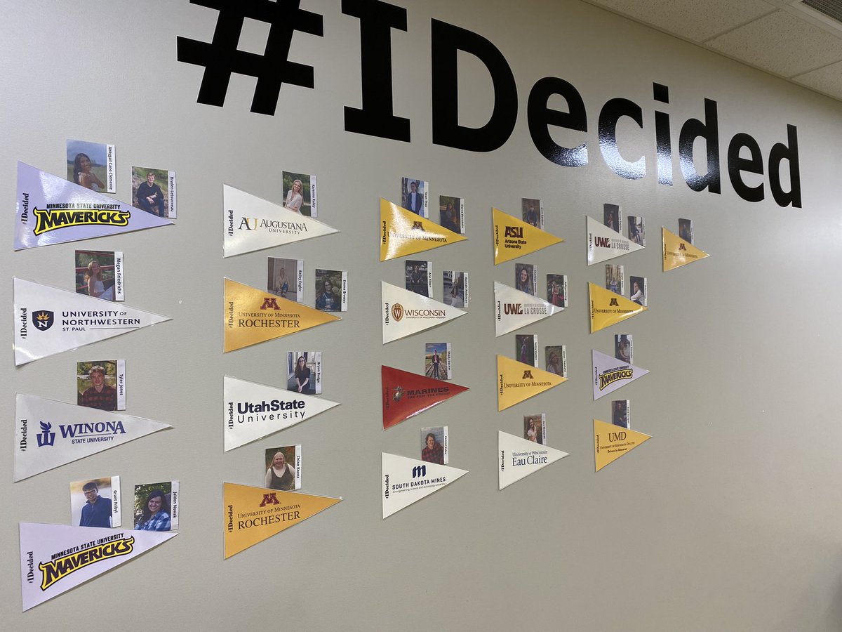 Seniors please send in your information so we can add you to the #idecided wall! We added more names and pennants today. Check it out😊
