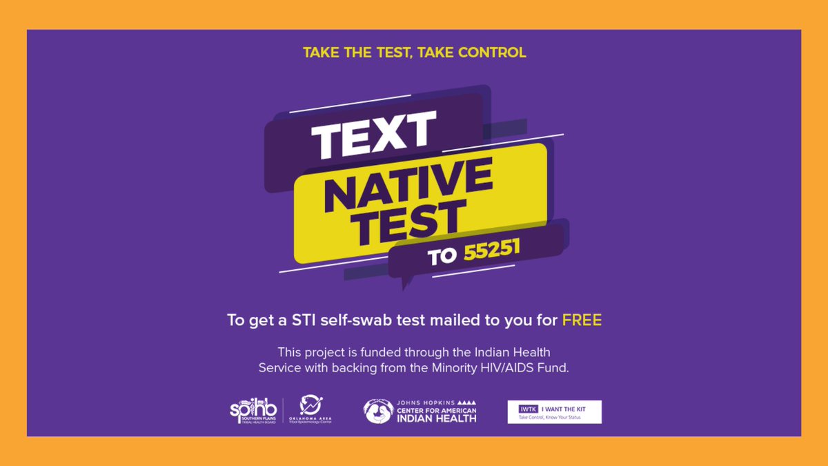 JHUCIH's tweet photo. Oklahoma Native Aunties, everyone asks for your advice. Tell your loved ones to text “Native Test” to 55251 to order a FREE confidential STI self-test kit right to their door. #NativeTest #IWantTheKit #HIV #STI #STD #IWTK #NativesKnowYourStatus #STISelfTest #HIVSelfTest https://t.co/U6gaexOdk5