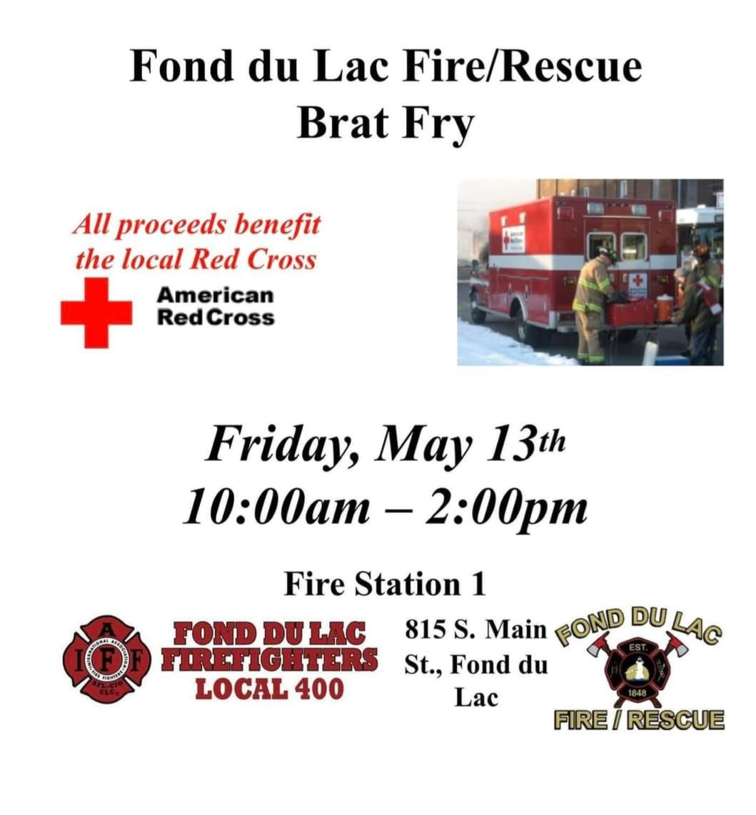 FDLfirefighters's tweet photo. 🙃Get this! We have a Brat Fry and it is ONLY ONE WEEK AWAY!
🔥🌭
5-13-22
10:00 am - 2:00 pm
Station 1, 815 South Main Street!
🚒👨‍🚒
Come by to support the red cross and our community!
☀️
#fdlfirefighters 
#yum https://t.co/DBzRsvy4Hs
