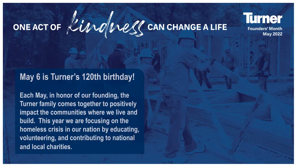 TurnerMidAtl's tweet photo. Today is Turner’s 120th birthday!!
#TurnerDifference #TurnerInTheCommunity #TurnerFoundersDay
#TurnerMidAtlantic #TurnerConstruction #Turner_Talk #GiveBack https://t.co/nqNlvW2727