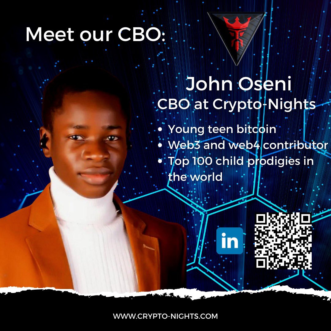 CryptoNightsGM's tweet photo. Meet our CBO: John Oseni @johnoseni4 🔥 https://t.co/kP3KJcoIbo
