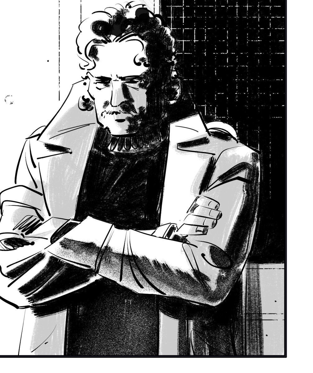 jaimehuxtable's tweet photo. Paul Caine, looking a little bit tougher than I usually draw him! @DrowseComic Chapter 4 Pt 2 - work in progress. #Drowse #comics #webcomics #inks #wip #clipstudio https://t.co/7prZh4O9PF