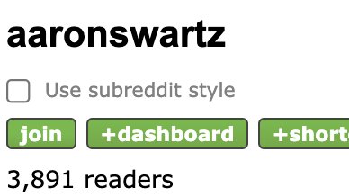 EverySubreddit's tweet photo. Every Single Subreddit #17

r/aaronswartz

Subs: 3,891

Top post:R.I.P. - Reddit will never forget you, not in 2013, not now in 2015, not in a thousand years (3,557 upvotes)

#aaronswartz #aaron #everysinglesubreddit #ripaaronswartz https://t.co/uLs352eBx9