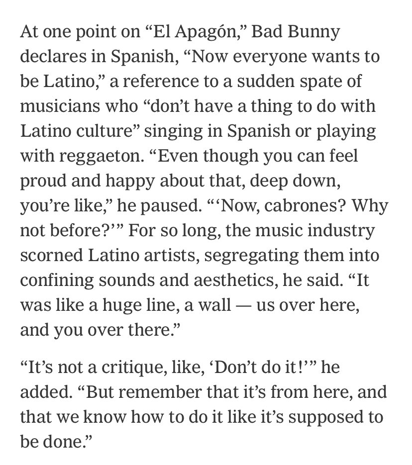 TheJosieMarie's tweet photo. Bad Bunny on his lyrics from El Apagón on how everyone “wants to be Latino” now https://t.co/7B28S0PFpx