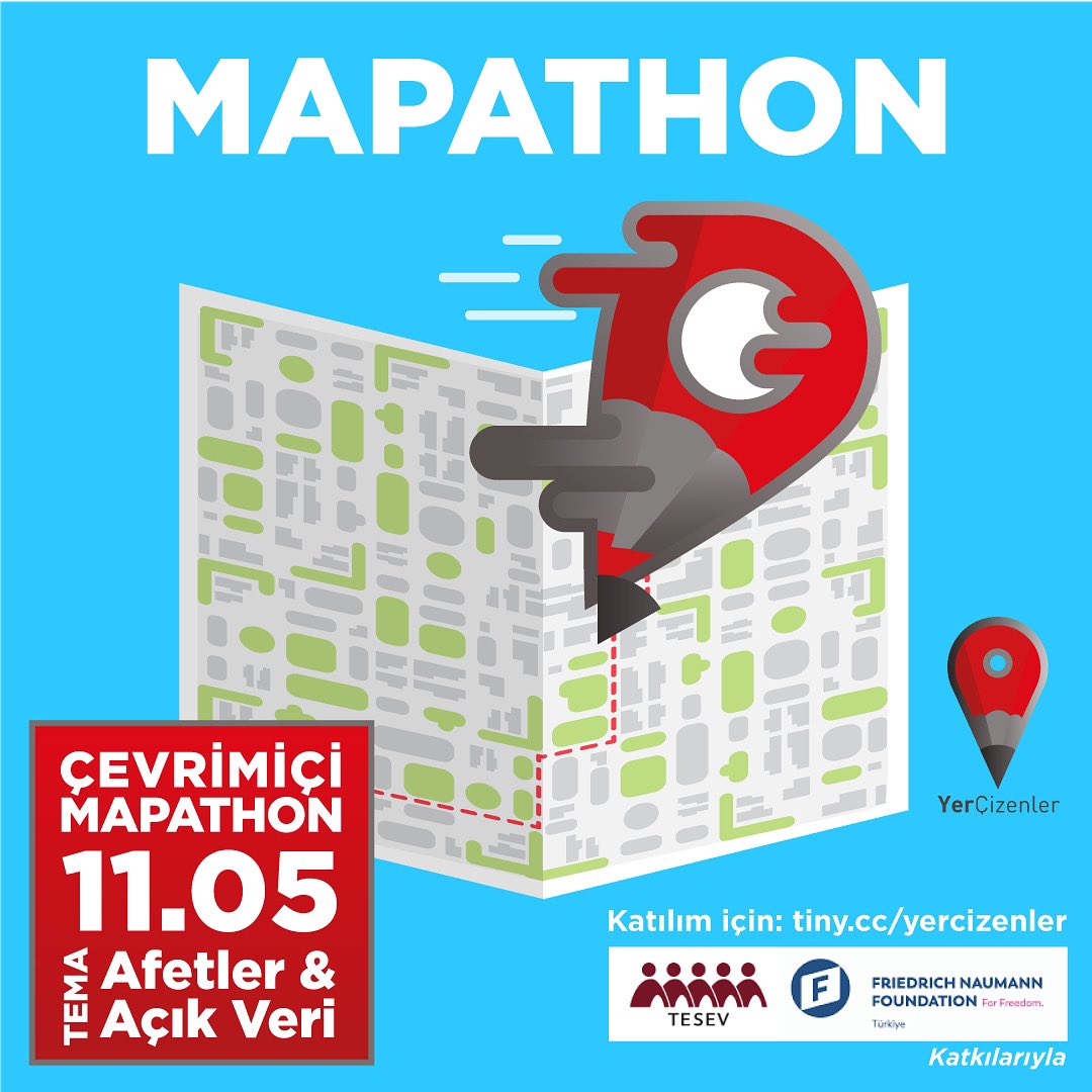 Afetlere hazırlıklı olmak, ve olası bir afette müdahale çalışmalarına topluluk odaklı veri süreçleriyle katkıda nasıl bulunabileceğinizi öğrenmek istiyorsanız 11 Mayıs 2022 Çarşamba akşamı TSİ 20:00'da sizi mapathonumuza bekliyoruz. #mapathon #tesev #opendata #hotosm
