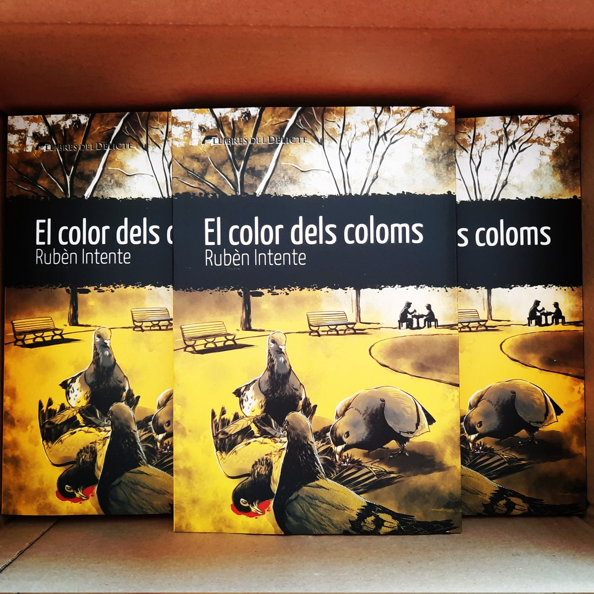 LlibresDelicte's tweet photo. Obrim una capsa i trobem la novetat de maig: #ElColorDelsColoms de Rubèn Intente.
Una novel·la policíaca d'estructura clàssica que intenta fugir dels estereotips habituals del gènere. https://t.co/bsqlEvLAeI