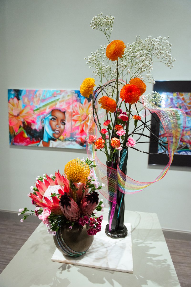 ColaMuseum's tweet photo. Ikebana International Chapter #182 
Betsy Kaemmerlen &amp; Karen McMillan, exhibitors 
Dreaming in Color Based on Galaxy Dreams by Ija Charles 
Materials used: Protea, baby’s breath, carnation, and chrysanthemum 
On view in 22 South Carolinians

#ArtBlossoms #22SC #SupportTheArts https://t.co/1hKwNn08xk