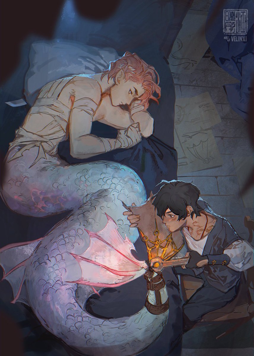 Velinxi's tweet photo. The Pirate Queen's son finds a merman https://t.co/iW5nKPTaa0