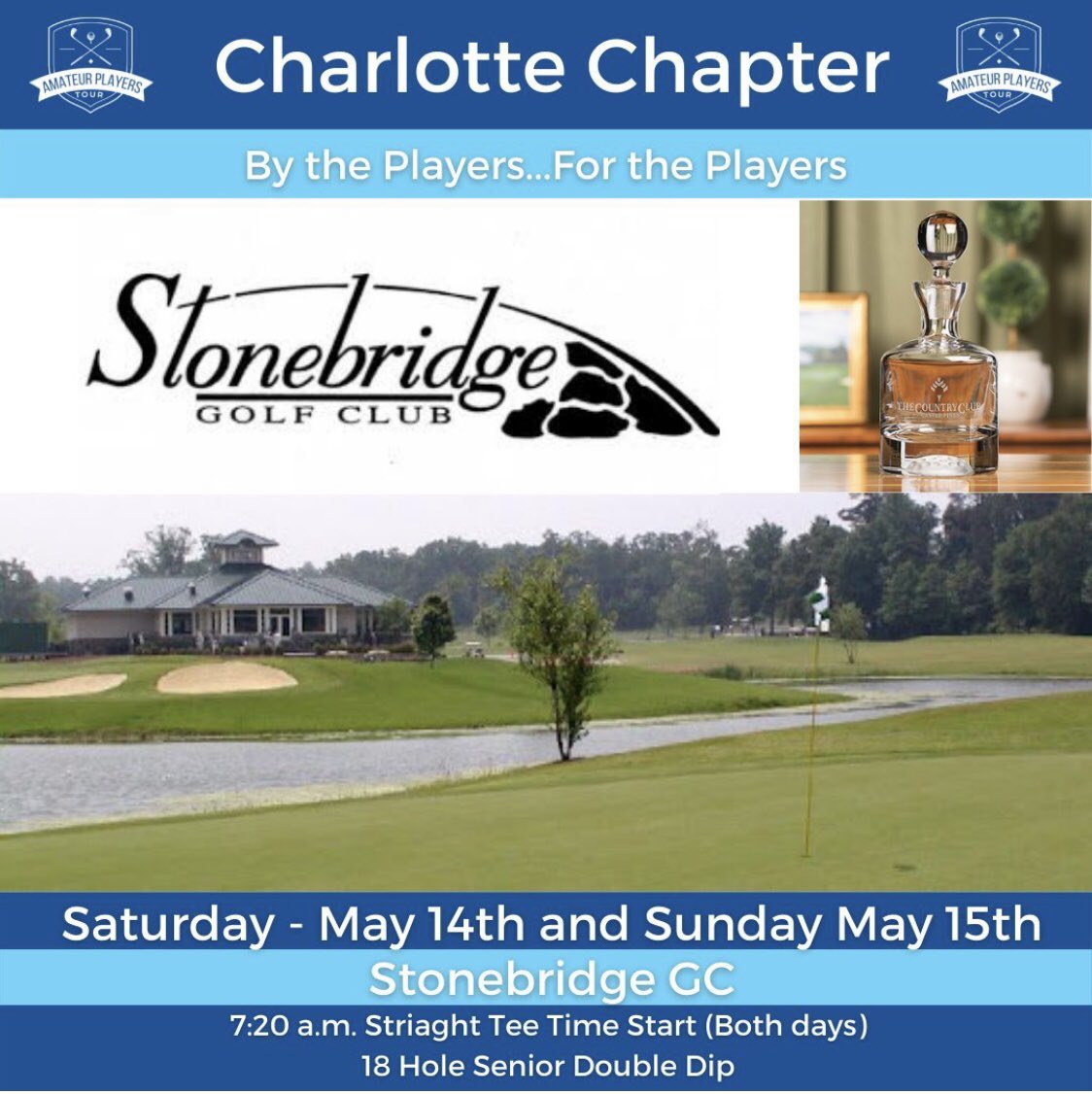 Next up: Our first local two-day Major at Stonebridge! One of Charlottes best public courses. The course is in immaculate condition right now. May 14-15.
