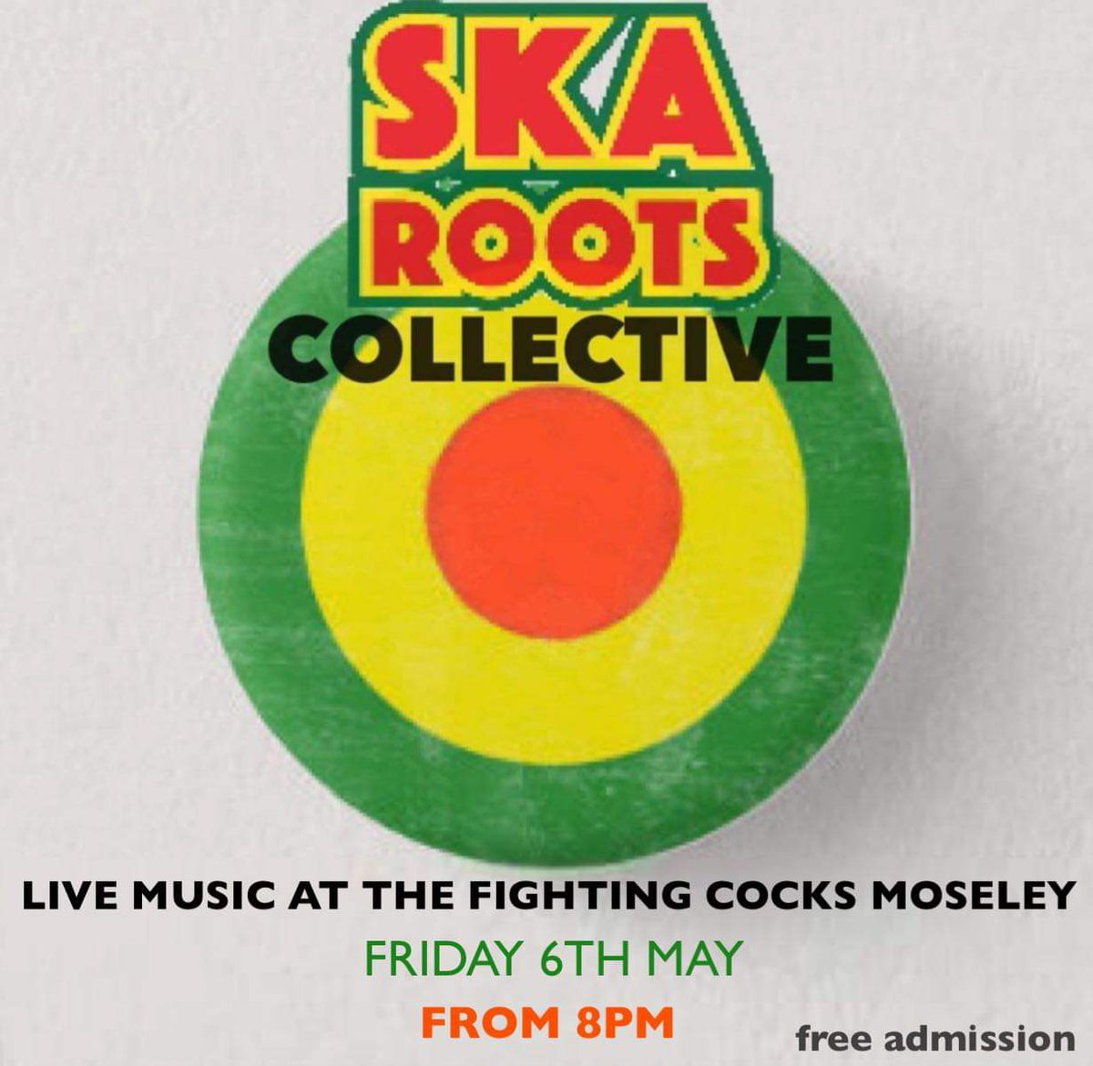 fcocksmoseley's tweet photo. Join us tonight  for some old school ska and reggae with a modern twist from the Ska Roots Collective live at @thefightingcocksmoseley.
-
From 8:00pm until late...
-
Why not book a table at the link via our bio.
-
#Moseley #livemusic #fightingcocks #pubsofmoseley https://t.co/3BojQ0C7qi