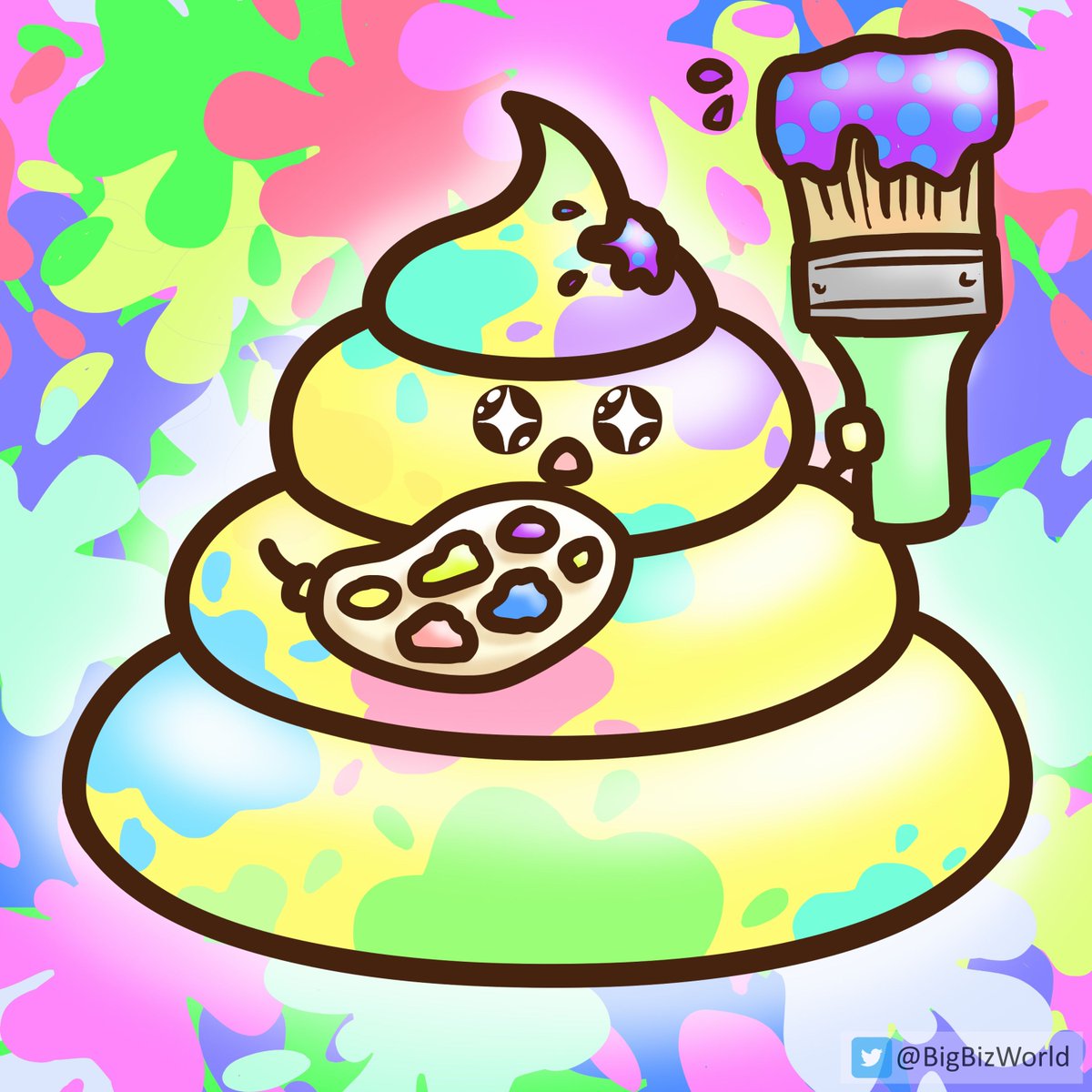 "Lets paint some nice little happy Poopclouds that float around and have fun all day"

888 unique income generating, charity giving, hand-drawn collection of Poops minting now at <a href="/knowhere_art/">Knowhere 👾 Terra NFT Marketplace 🌔</a> : bit.ly/38BHcnL