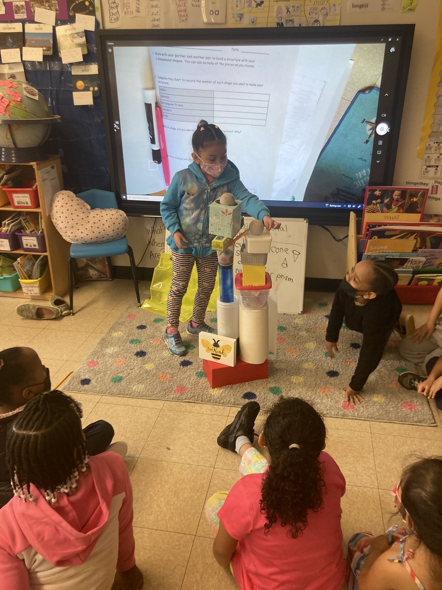 DecorsoC's tweet photo. Building, Naming, and Counting 3 Dimensional Shapes
Which shapes did we use on top and Why?  Which shapes did we choose not to use and Why? https://t.co/XpNIZOa9Le