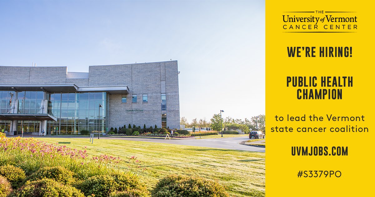 UVMcancercenter's tweet photo. We’re hiring a public health champion!
Our new colleague will work with @healthvermont and the #VT state-wide cancer coalition, #VTAAC.
If you’re passionate about reducing the #cancer burden and bridging health disparities in #Vermont, learn more:
https://t.co/k8x3W39KUc https://t.co/9imA9oJ9to