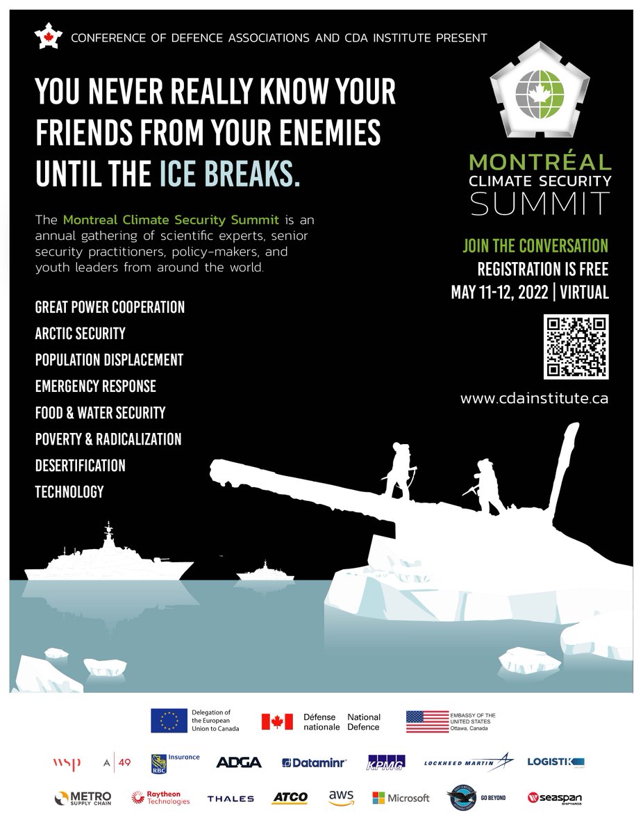 CDAInstitute's tweet photo. The #MontrealSummit is less than 1 week away. For the inaugural edition we have an incredible lineup of speakers on panels addressing Arctic security, displacement, great power cooperation, and more. Will we see you there? Register today: https://t.co/dVaiJKbHYc https://t.co/31b4TUXKdc