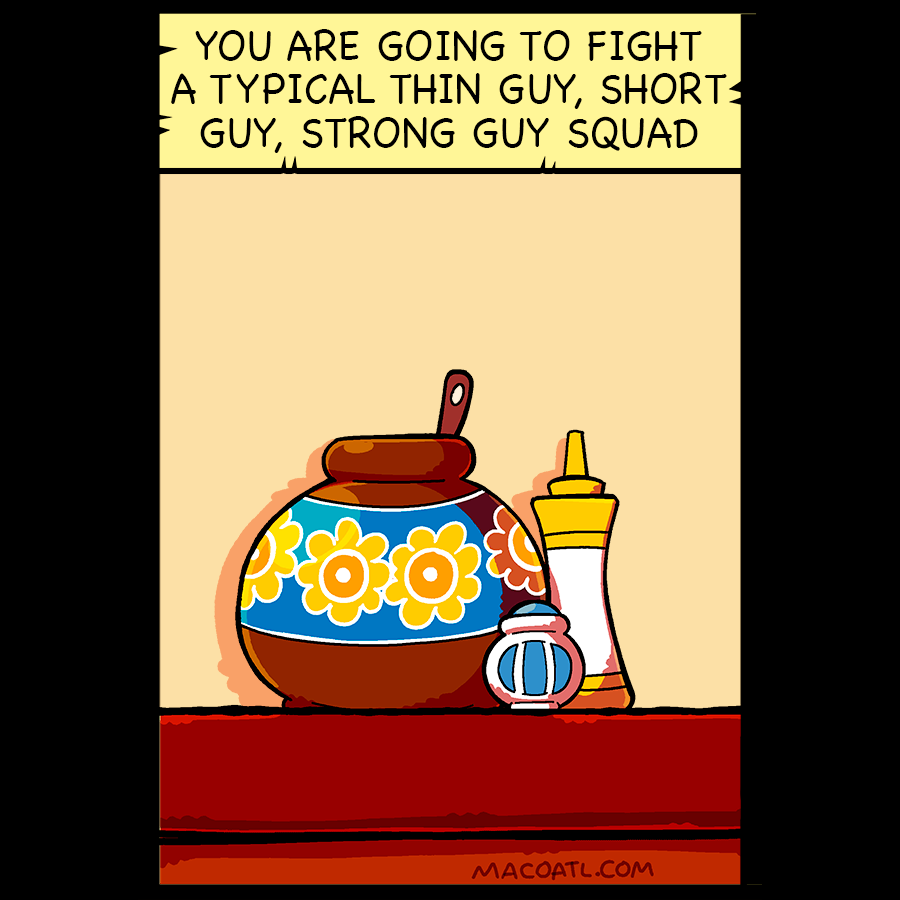 Checomal's tweet photo. The new #macoatl #comic is here! read the whole thing at: https://t.co/3BnVPnjDWf 
(ó en #español en https://t.co/1DxJQJEz1Z)
#tournament #webcomics #comics #fight #leason https://t.co/TbgMEGBNT1