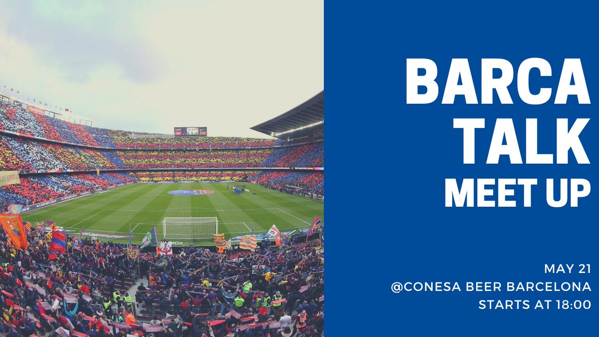 Barca Talk (@barcatalkpod) on Twitter photo What are you doing on May 21st?
If you are in Barcelona, join us at <a href="/ConesaBeerBar/">ConesaBeerBarcelona</a> for our Barca Talk Meet Up as we watch the <a href="/FCBfemeni/">FC Barcelona Femení</a> in the Champions League final. Should be great fun! #FCBlive What are you doing on May 21st?
If you are in Barcelona, join us at <a href="/ConesaBeerBar/">ConesaBeerBarcelona</a> for our Barca Talk Meet Up as we watch the <a href="/FCBfemeni/">FC Barcelona Femení</a> in the Champions League final. Should be great fun! #FCBlive