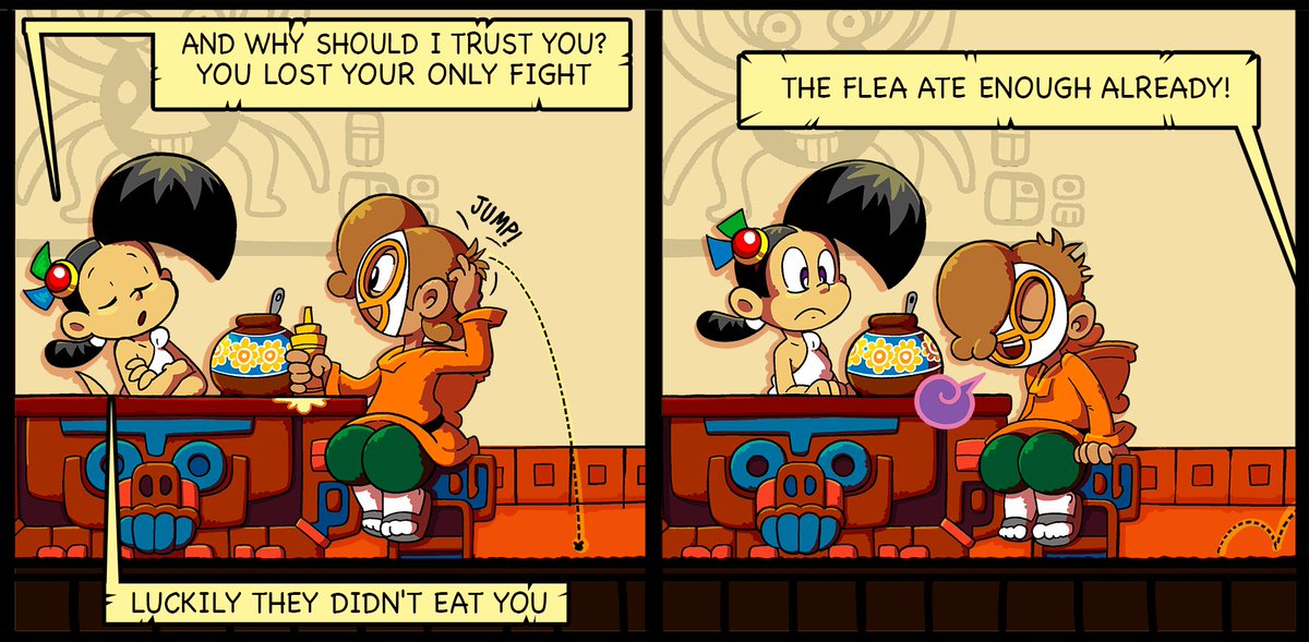 Checomal's tweet photo. The new #macoatl #comic is here! read the whole thing at: https://t.co/3BnVPnjDWf 
(ó en #español en https://t.co/1DxJQJEz1Z)
#tournament #webcomics #comics #fight #leason https://t.co/TbgMEGBNT1