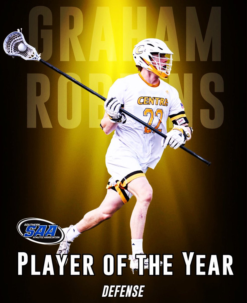 CentreMensLax's tweet photo. YOUR SAA DEFENSIVE PLAYER OF THE YEAR!

26 gb.
15 ct.
2 pts. 
1 Graham Robbins.

#GoldRush https://t.co/Glu39YdOnz