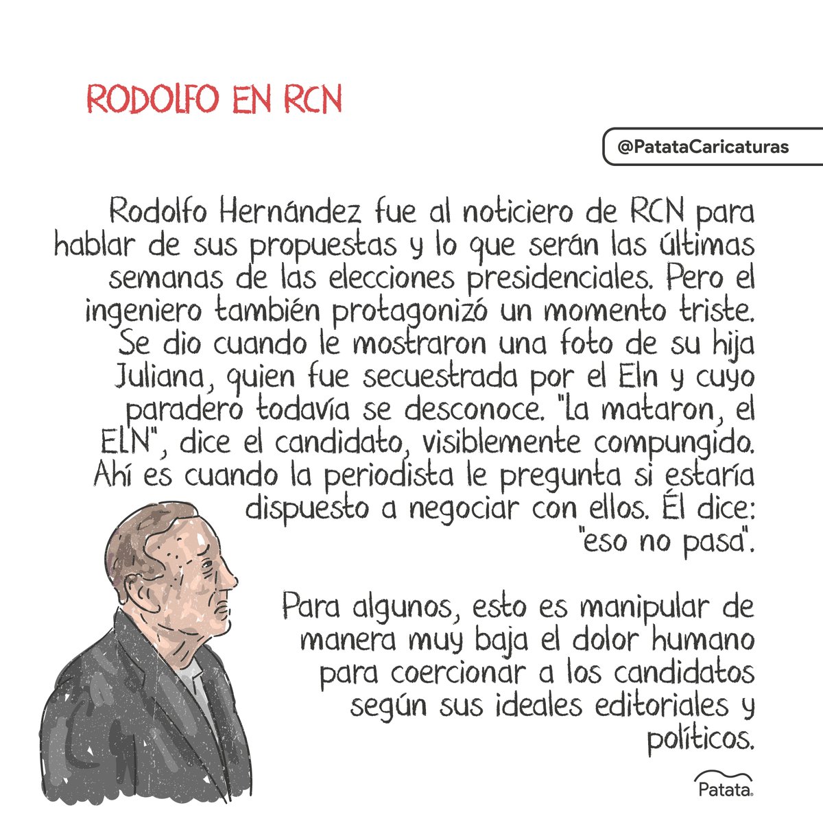 PATATAdibujo's tweet photo. A Rodolfo Hernández le mostraron una foto de su hija asesinada en RCN. https://t.co/4PYVBdEiTm