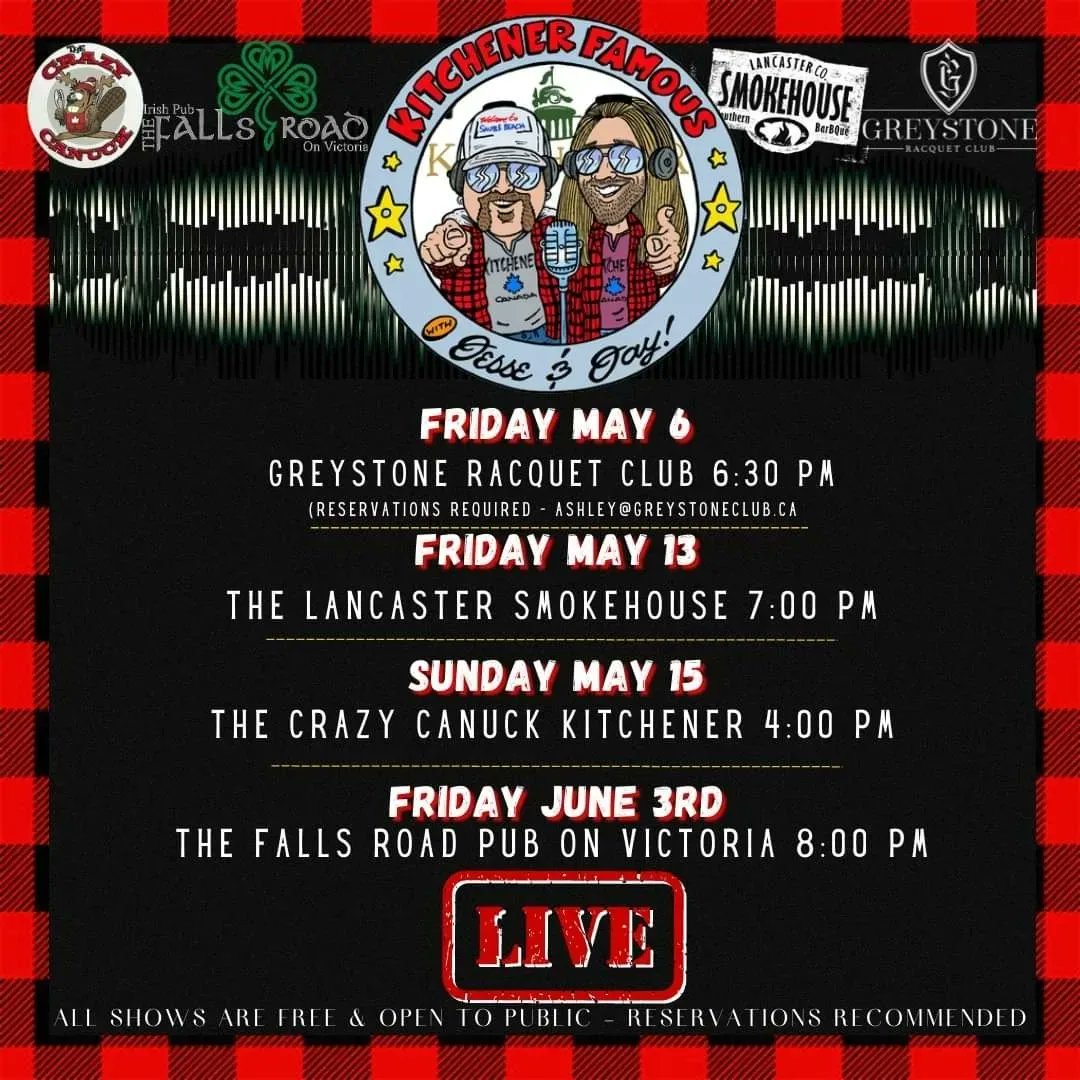 kitchenerfamous's tweet photo. Night one of @kitchenerfamous live begins tonight at Greystone Racquet Club in Waterloo. 6:30 start. Reservations recommended. Ashley@greystoneclub.ca https://t.co/Xwku3SdKwF