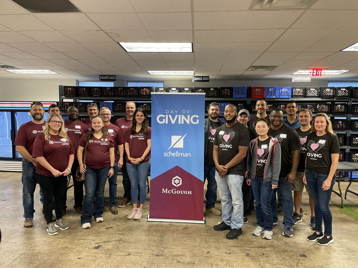 Schellman's tweet photo. Schellman employees in N. Texas, along with @McGoughCompany, are serving others at Minnie’s Food Pantry during our annual #SchellmanDoG. #TeamMinnies #SchellmanCares https://t.co/hWcmVBITau
