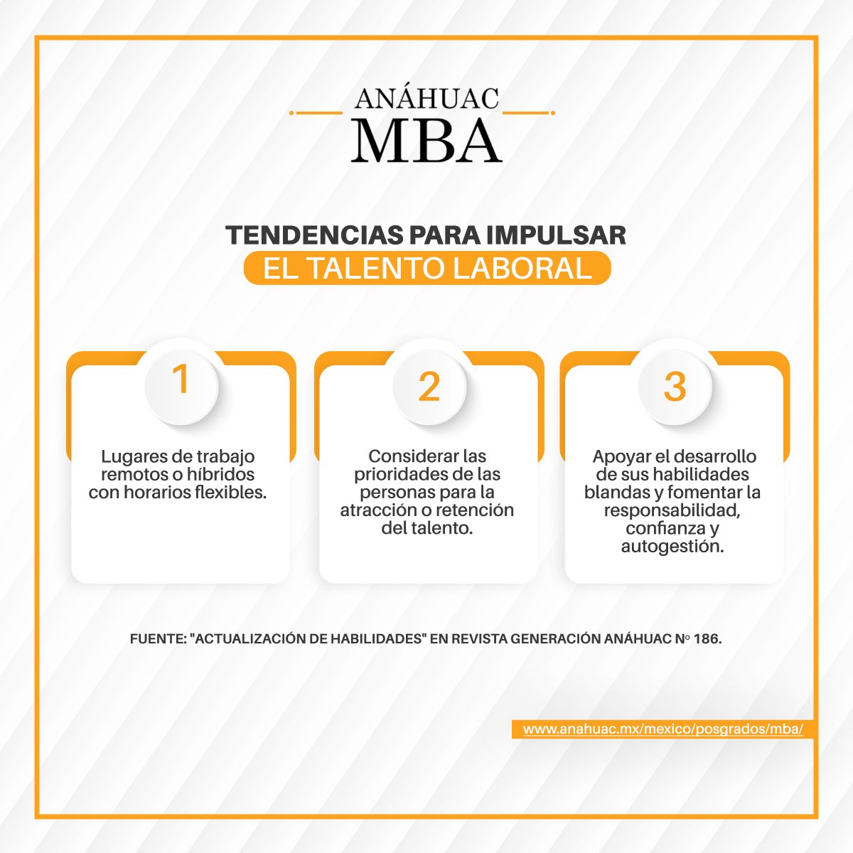 En el escenario pospandemia, estas son 3 de las mayores #tendencias 📈 a considerar para favorecer el crecimiento y bienestar del #talentolaboral. ¿Estás listo para abordar estos desafíos en tu #empresa?💪 ¿Agregarías más?

#AnáhuacMBA #LaNuevaGeneracióndeDirectores #RH #RRH