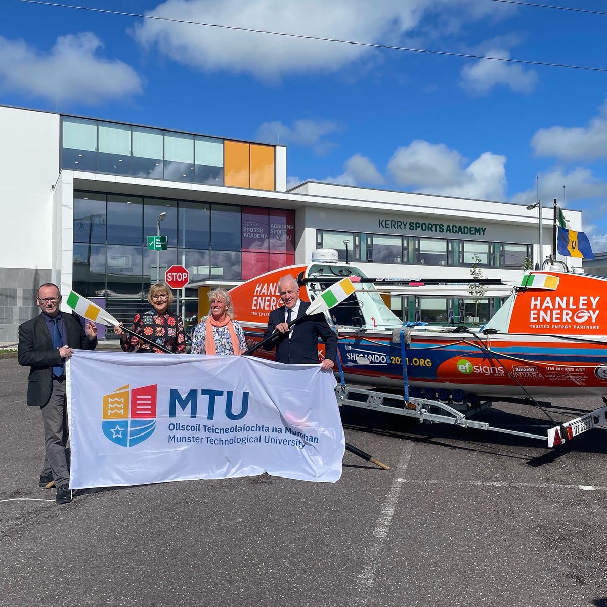 MTU_ie's tweet photo. We were honoured to hold a reception for our colleague Karen Weekes @shecando2021 on the Kerry Campus. Staff, students and the wider community joined us in celebrating Karen’s achievement of becoming the first Irish woman to row solo across the Atlantic @mtu_csm #shecando https://t.co/NvQlAptEGH