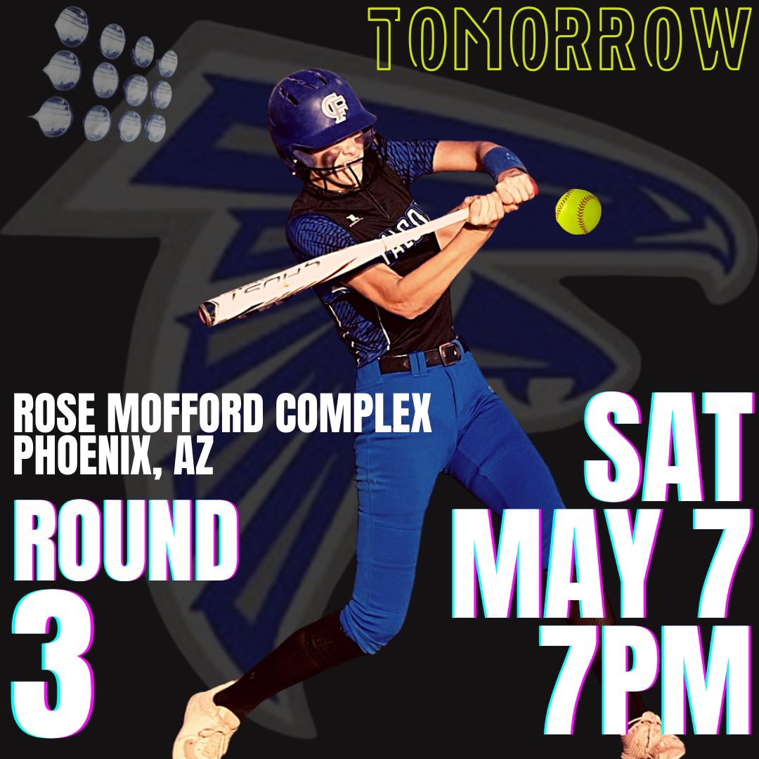 Come cheer on your Lady Falcons at Rose Mofford Sports Complex in Phoenix tomorrow (Sat) night at 7pm when we take on Canyon View in Round 3 of state playoffs!