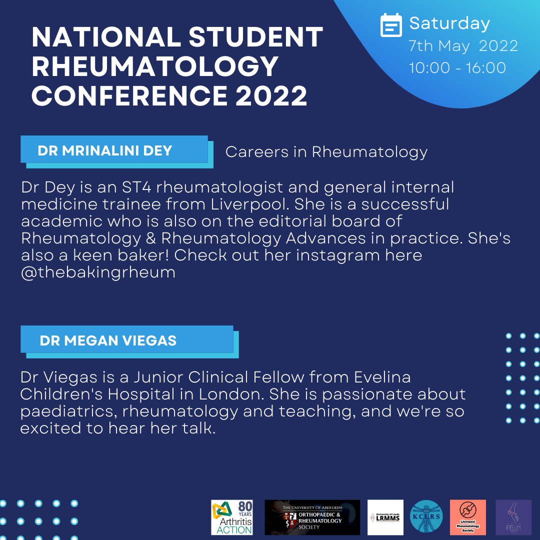 LeedsRMMS's tweet photo. HAPPENING TOMORROW 

Final reminder to register for the National Student Rheumatology Conference happening tomorrow @ 10AM - we're excited!

Register here: https://t.co/BmQNlYD3KX https://t.co/HTTRG2Aj47