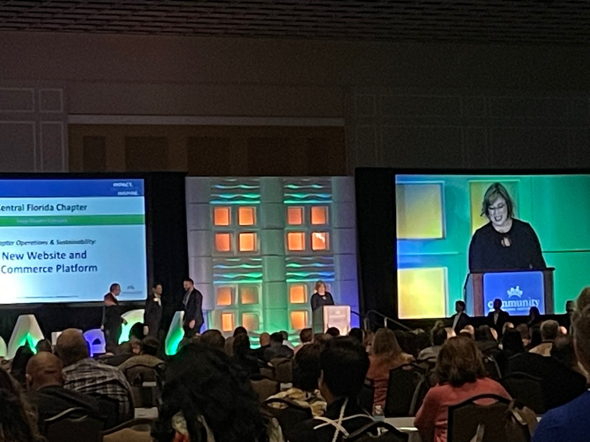 CAICentralFL's tweet photo. President-Elect Jarad Pizzuti and Executive Director Reini Marsh accepting an award on behalf of the Chapter in the category of Operations and Sustainability! https://t.co/Z6gwH8eutl