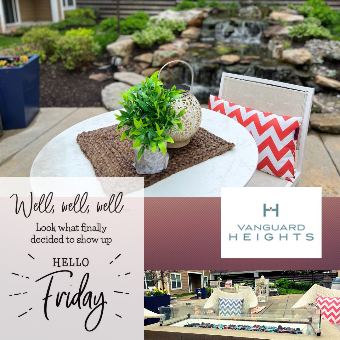 VanguardHeights's tweet photo. TGIF!! Wishing everyone a great weekend.

#vanguardheights #courtyard #firepit #waterfall #relax #unwind #WeekendVibes https://t.co/FysjpLEfG6