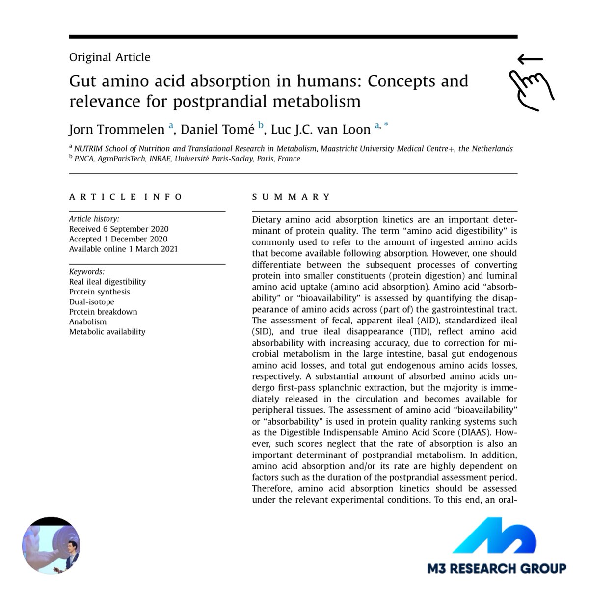 JornTrommelen's tweet image. Gut amino acid absorption in humans: concepts and relevance for postprandial metabolism.

Our April 2021 paper:
sciencedirect.com/science/articl…

A thread 🧵👇

#protein #digestibility #absorption