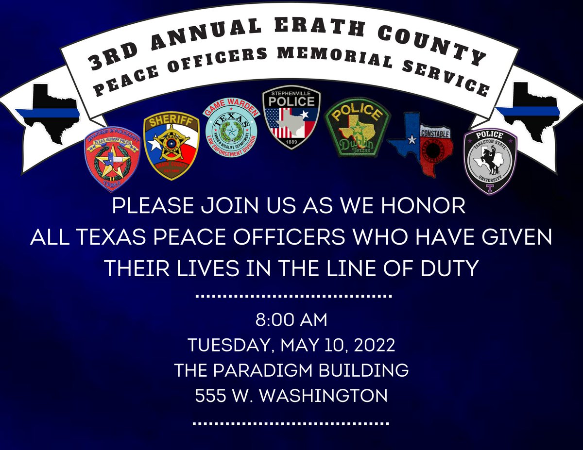 Join us as we partner with local agencies next Tuesday to honor those who lost their lives in the line of duty.
