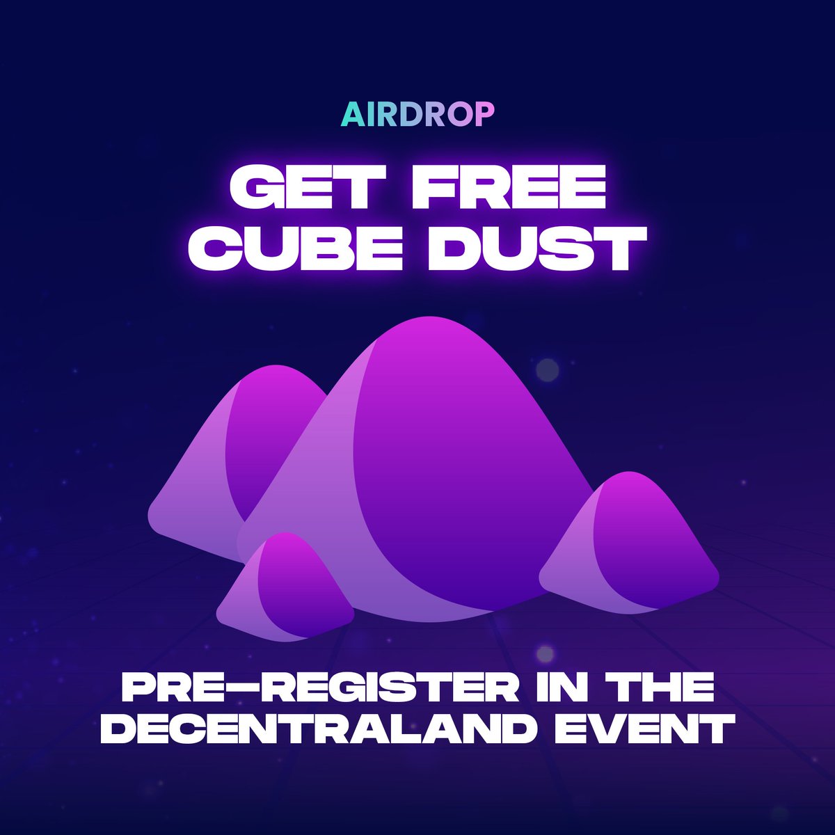 🧊MegaCube OPENS TODAY🧊

Pre-register in the event to receive a boost of 100 Cube Dust at the start of the game!
👉events.decentraland.org/event/?id=1029…

⭐️If this tweet gets 200 RTs, we will give 200 Cube Dust instead!

🗨️ discord.com/invite/polygon…
megacube.io - #PlaytoEarn