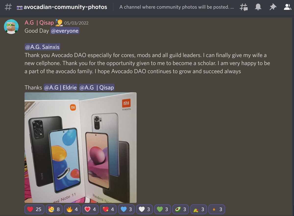 Resuming our series on scholars' testimonies from #Avocadians' Land!🥑

Improving the lives of our community members is fundamental to what we do at #AvocadoDAO, and we're delighted to see how #Play2Earn has provided so many life-changing opportunities for the community!🚀