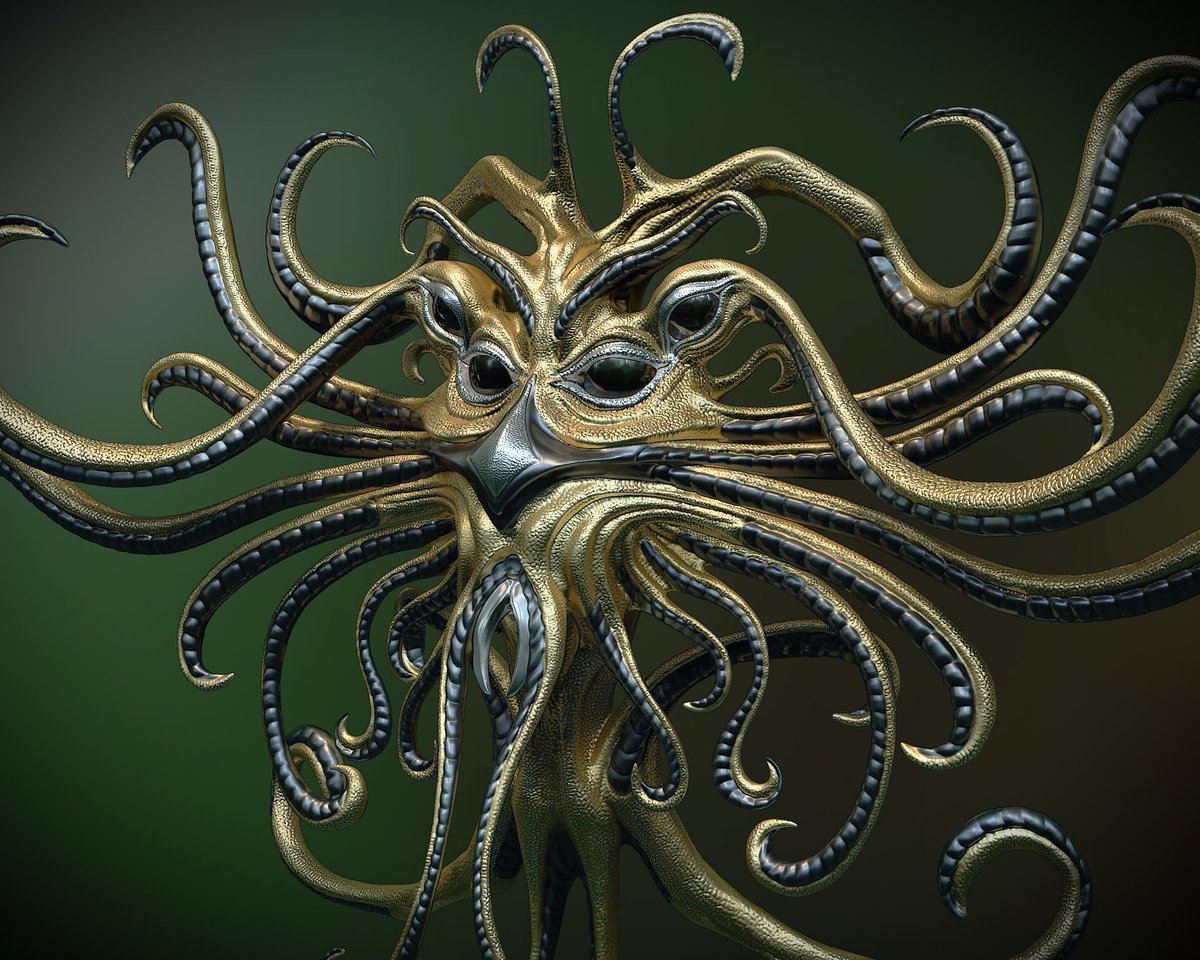 So many tentacles!! I think I was having flashbacks to when I was animating a gazillion snakes on “Snakes on a Plane” years ago. 😄🐍 Maybe I’ll animate them soon. 

#nomadsculpt #3dartist