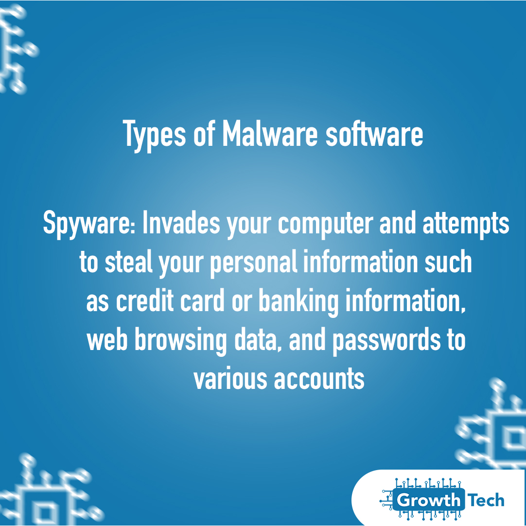 Beware of Spyware

#GrowthTech #ITInfrastructure #MalwareAwareness #ComputerSecurity #CyberSecurity #TwoFactorAuthentication