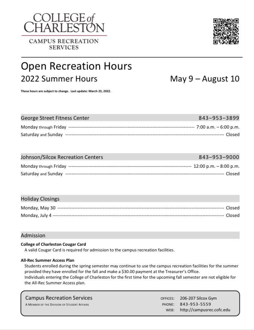 CofC Campus Rec tweet media