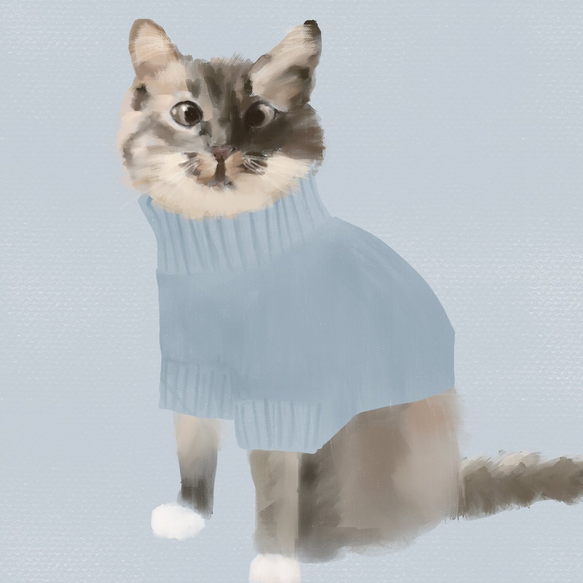 ✨a commission ✨ for @lorrNFT of her friends cat, Nimbus in a turtleneck ! 💙🐈💙 thank you so much for your support!! 💙 

#commissionsopen  #NFTCommunity #NFTs