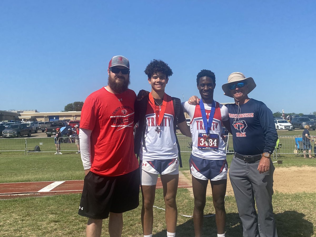 TAPPS State Track - 4A Triple Jump 1st 🥇 Caleb Onzi with a jump of 42-11 &amp; 2nd 🥈 Benjamin Bruce with a jump of 42-9.5!!! #TAPPStrack #TCS #StateChamp