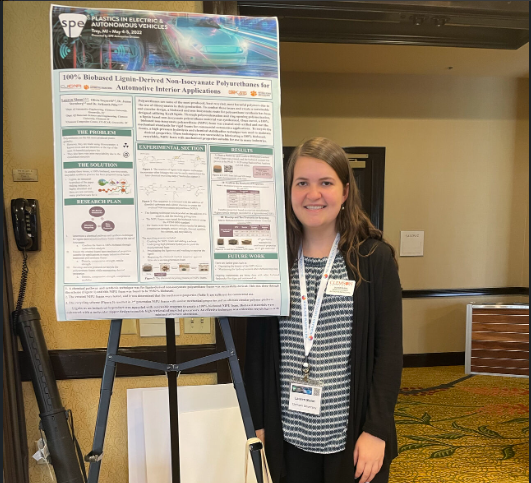 ClemsonCompCtr's tweet photo. Congratulations to @PillaLab @ClemsonCompCtr grad student Lauren Slann for winning 1st place in the graduate student poster competition at @4SPE_Plastics Plastics in Electric &amp; Autonomous Vehicles conference. https://t.co/CRI2U7zj5y